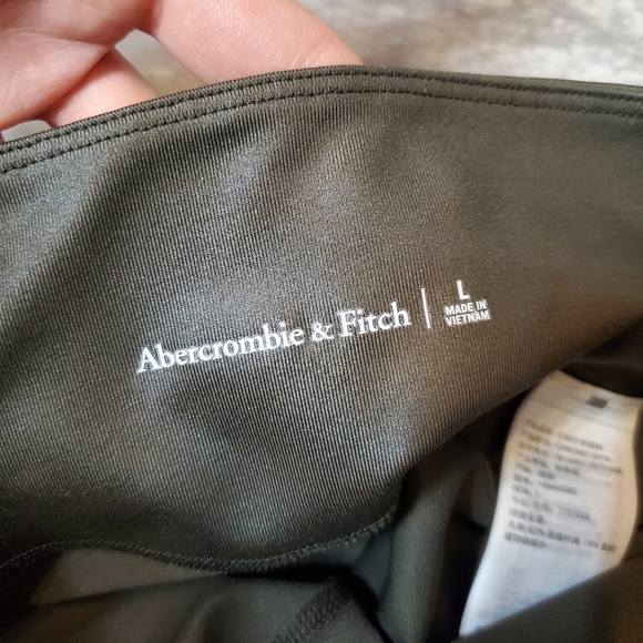 NWOT Abercrombie & Fitch High Rise bike shorts. Dark olive green. Size L. - Picture 3 of 11
